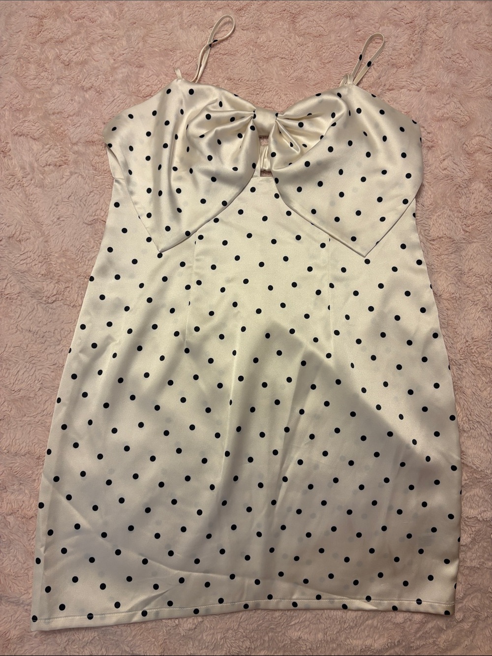 wild fable White Satin Polka Dot Camisole Dress with Black Dots